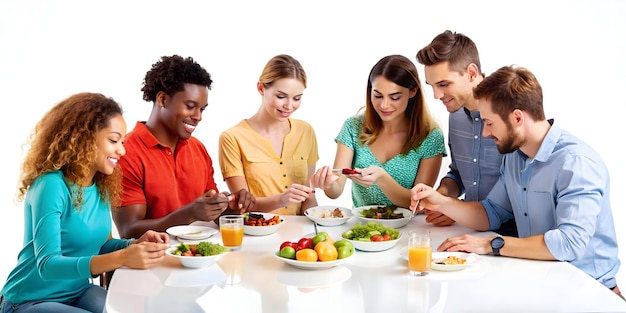 Zadowoleni użytkownicy przy stole